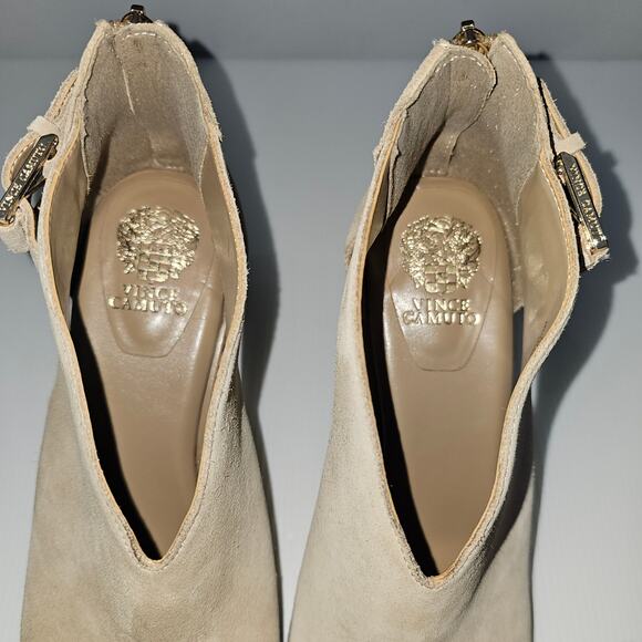 NEW Vince Camuto Fareena Ankle Bootie Womens 11 Tan Leather Peep Toe Block Heel - Picture 8 of 15